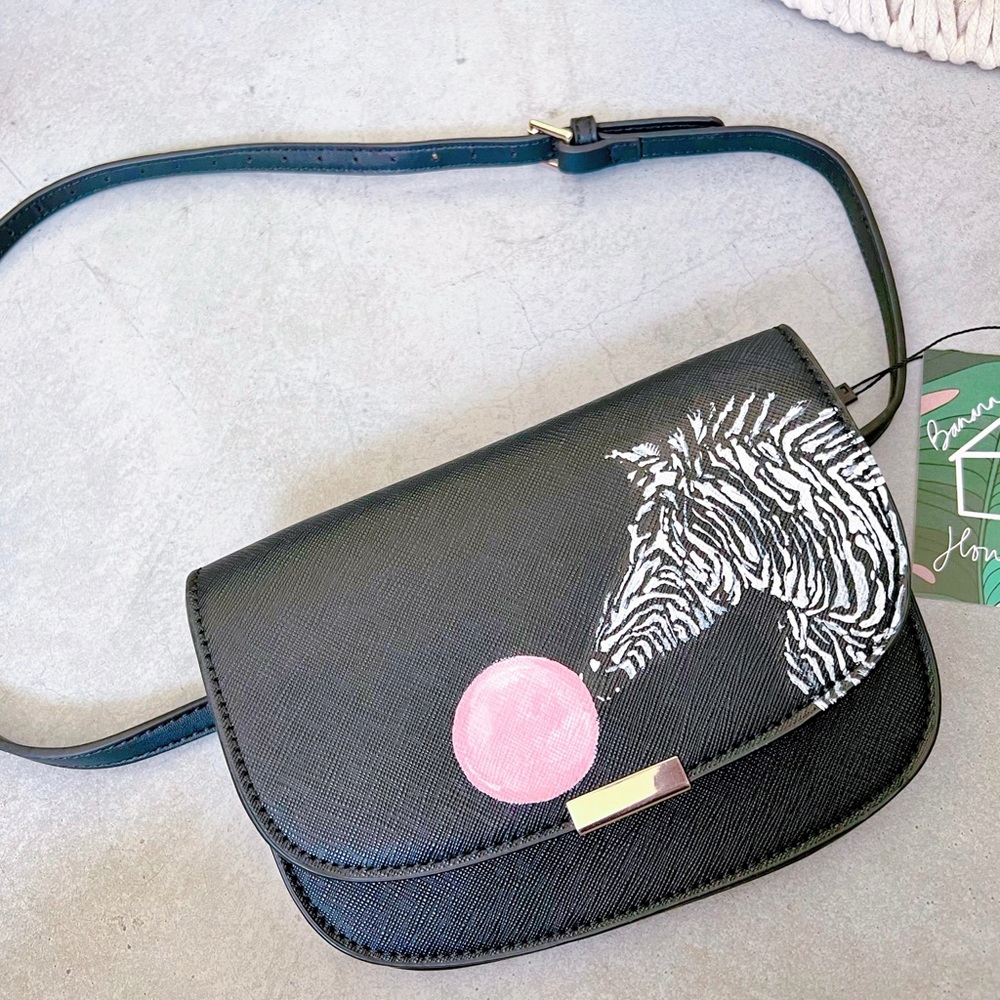 Leather Zara Hand Painted Zebra Fanny Bag